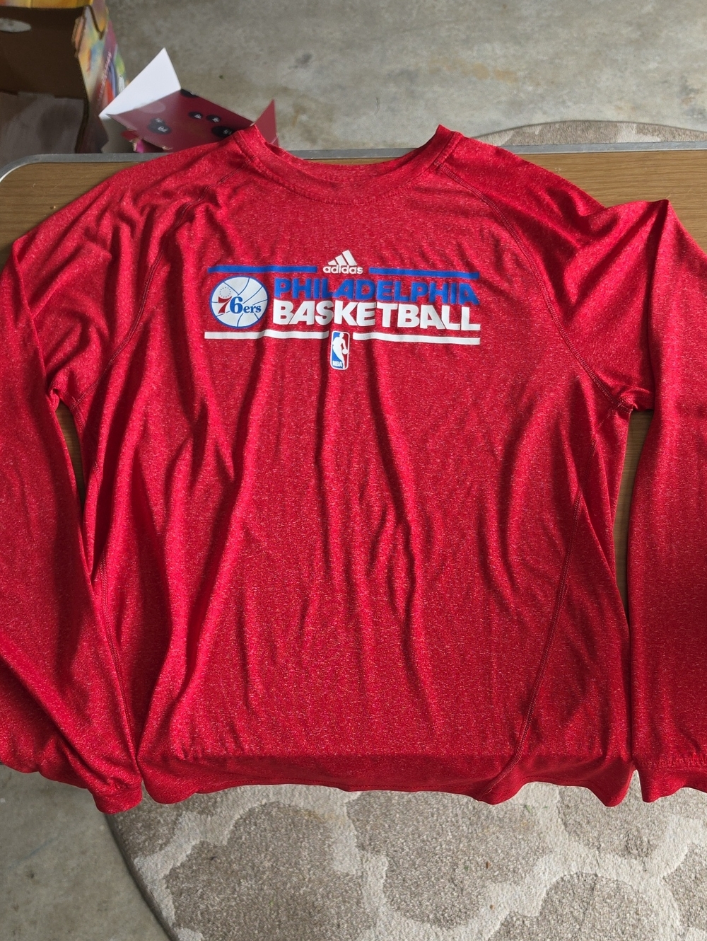 adidas Red Philadelphia Basketball Long Sleeve Tee
